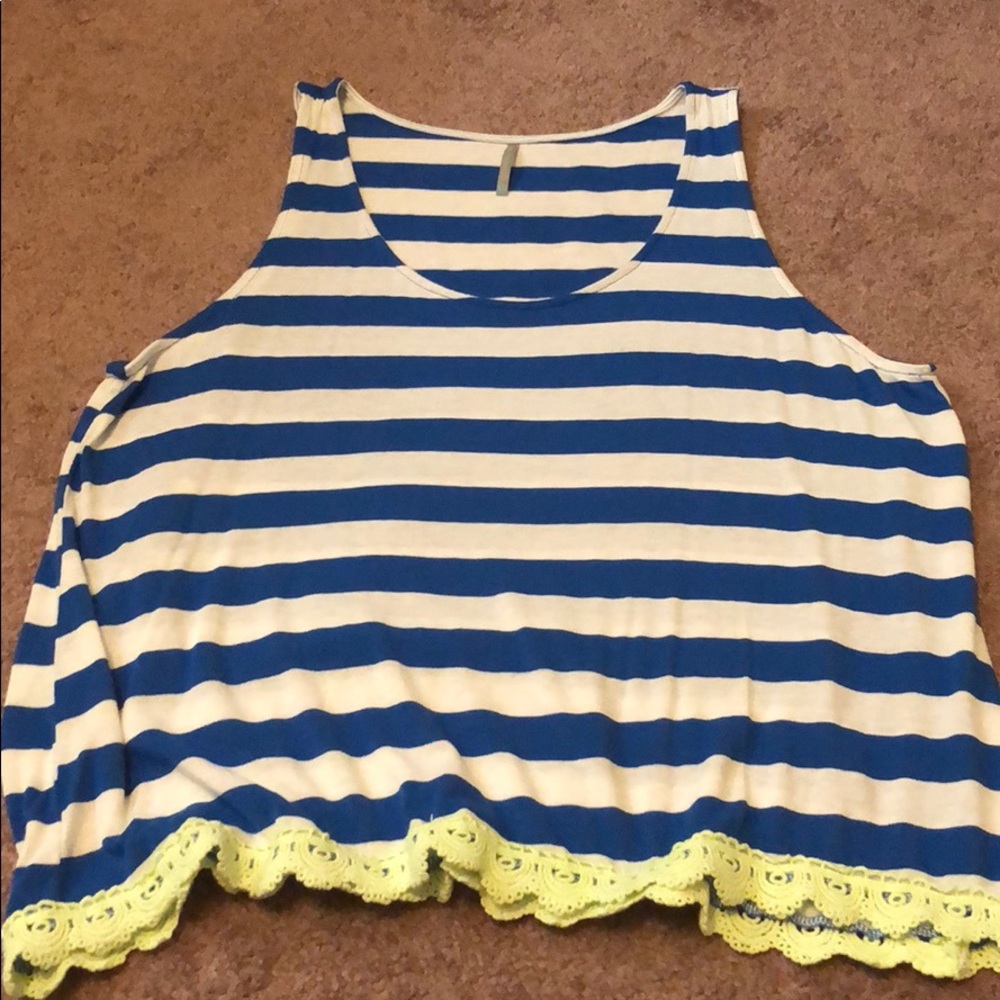 Blue and white strip tank